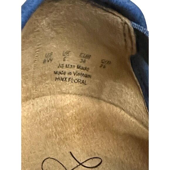 LifeStride Womens Blue Cork Wedge Sandals With Laser-Cut Floral Design - Picture 2 of 8